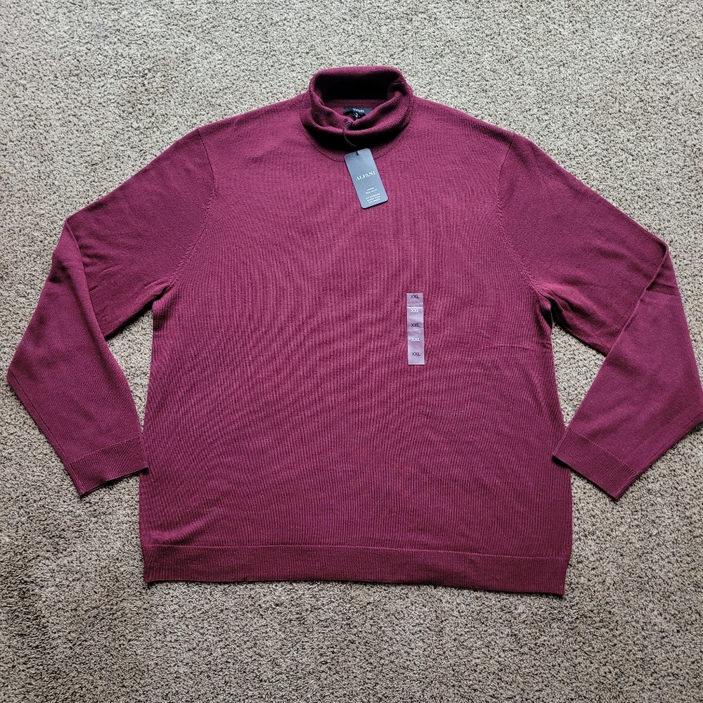Alfani Womens Cowl Neck Shirt XXL Extrafine Merino Wool Red NWT Long Sleeve Soft